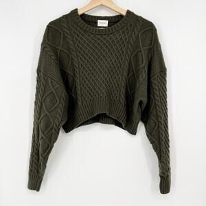 Aritzia Olive Green Cable Knit Sweater